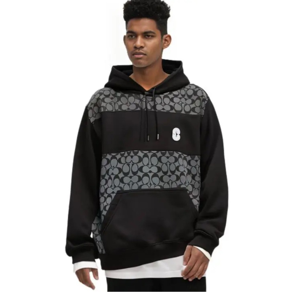 Coach Signature Hoodie Size: XXL Color: Gray/Black